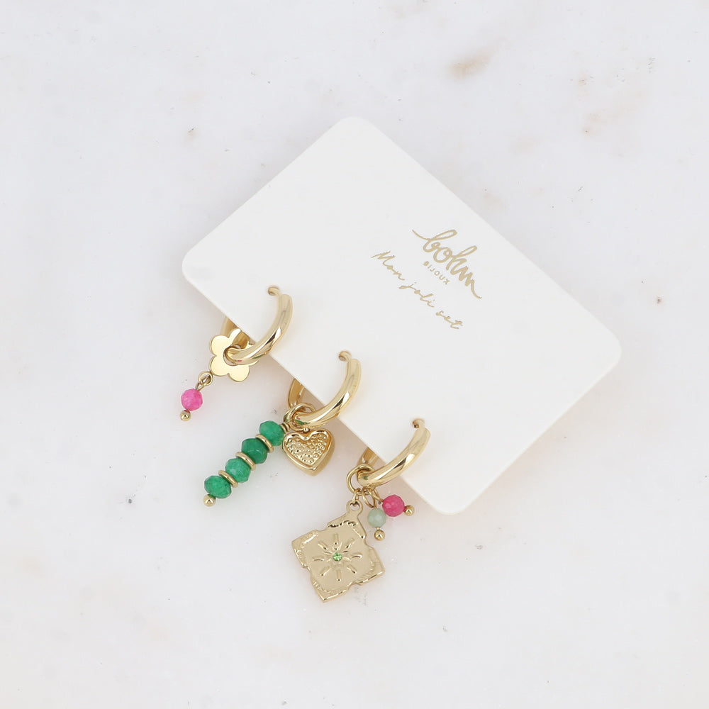 BOHM PARIS | Siane – 3-osainen korvarengassetti (värikkäät maskotit, kulta)