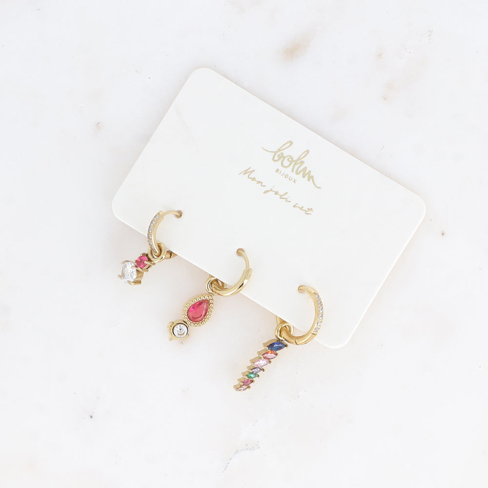 BOHM PARIS | Aurélie – 3-osainen korvarengassetti (monivärinen, kulta)