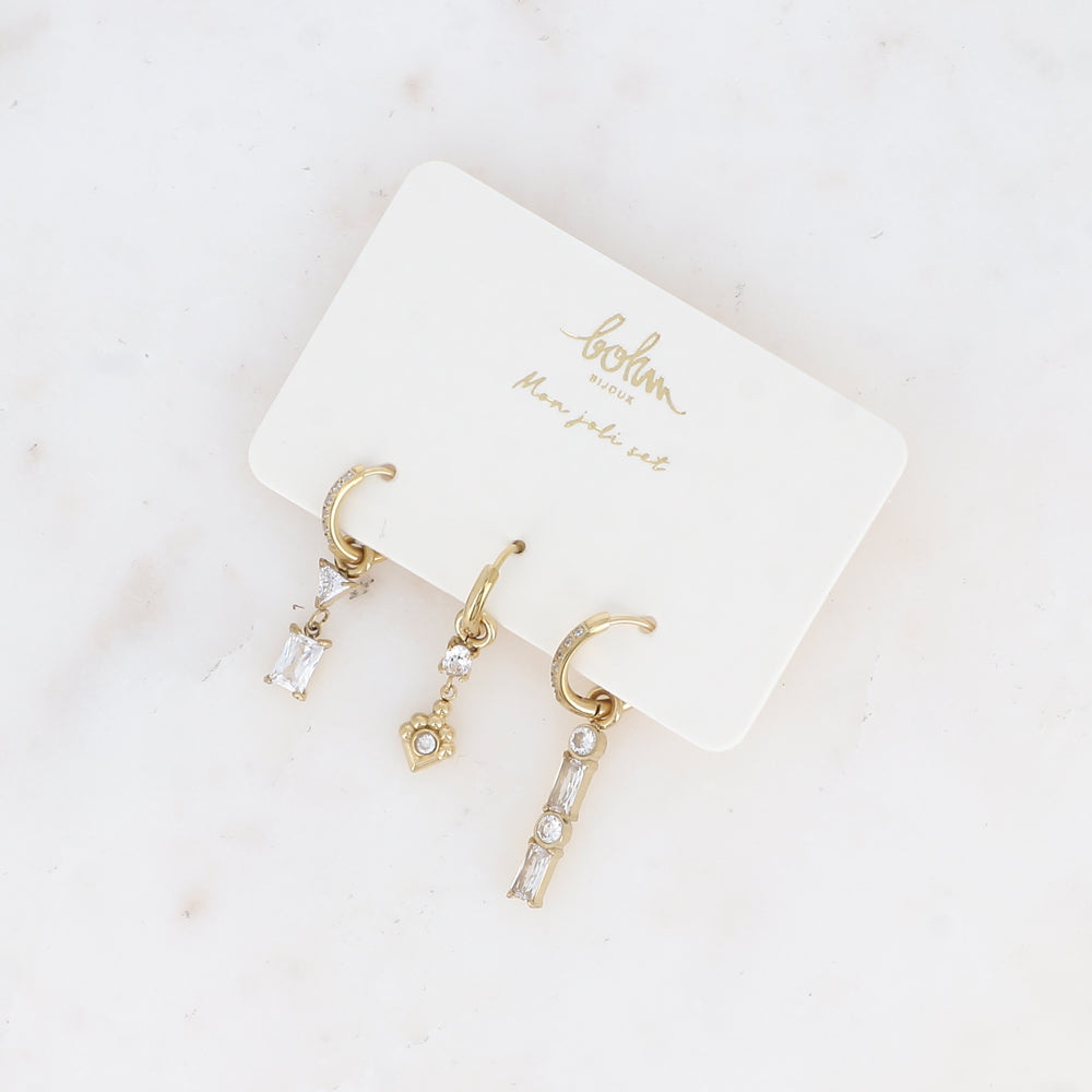 Bohm Paris Aline -korvarengassetti kirkkailla kristalleilla, kulta.