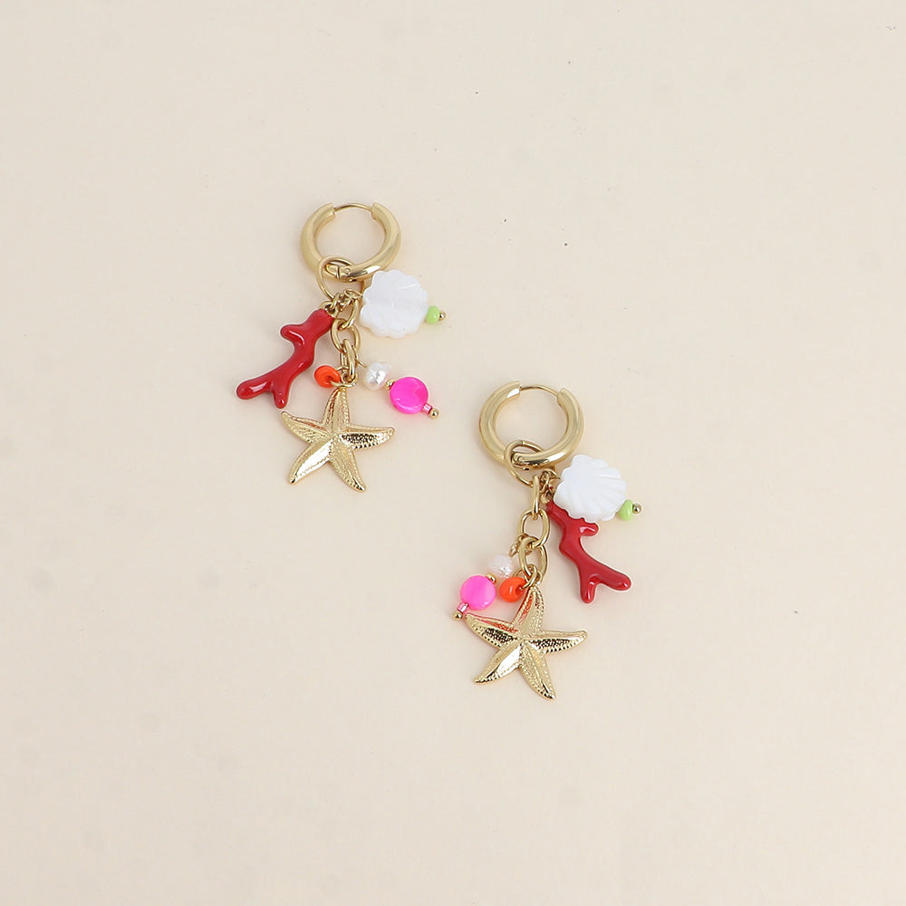 Bohm Paris Coralie kesäiset meriaiheiset korvakorut meritähti ja koralli