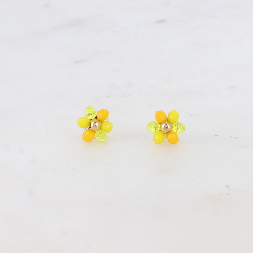 BOHM PARIS | Boucles Soleil Bloom - keltaiset kukkanappikorvakorut