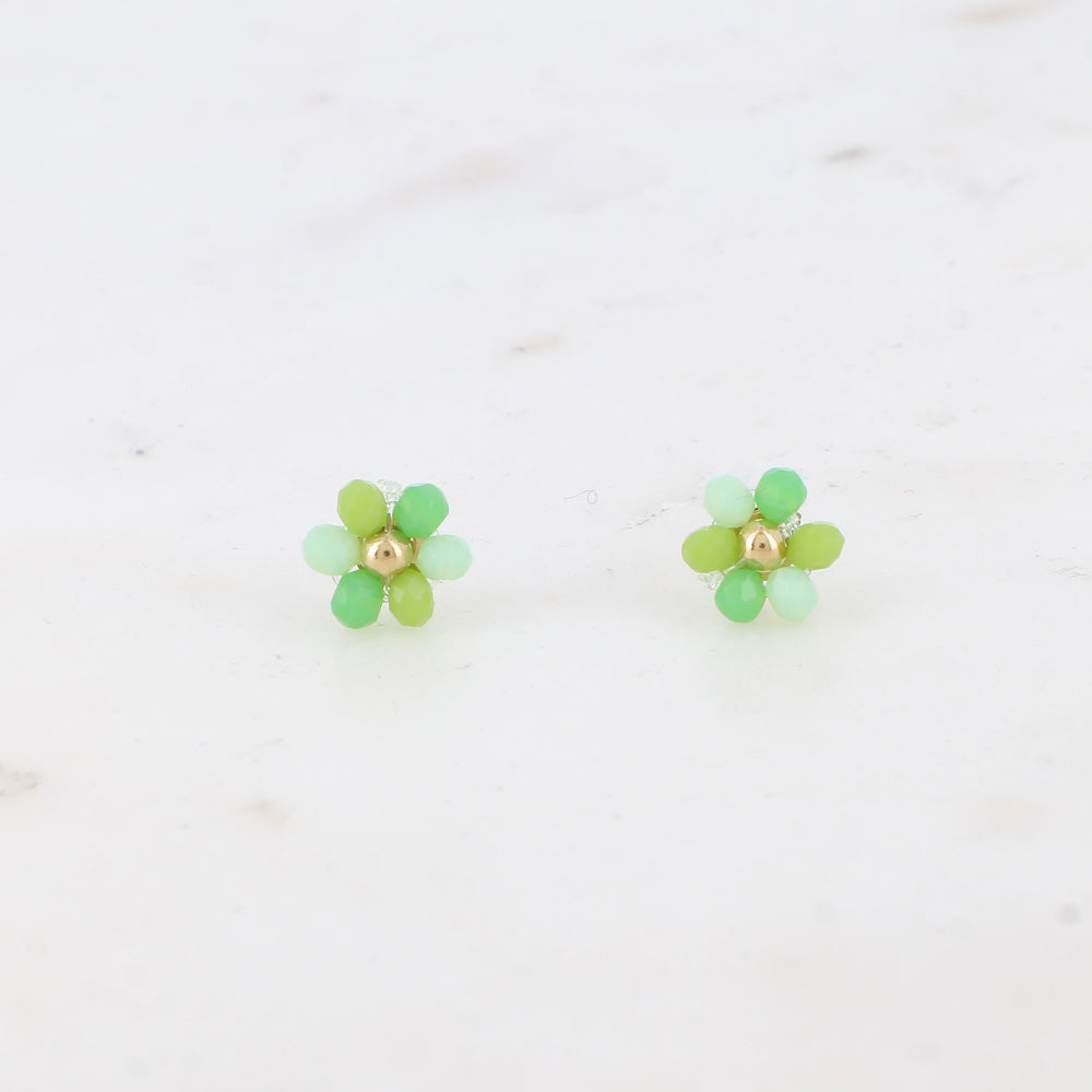 BOHM PARIS | Boucles Vert Bloom - vihreät kukkanappikorvakorut
