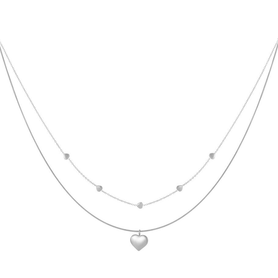 French Riviera | Amour Duo -sydänkaulakoru kirurginterästä (hopea)