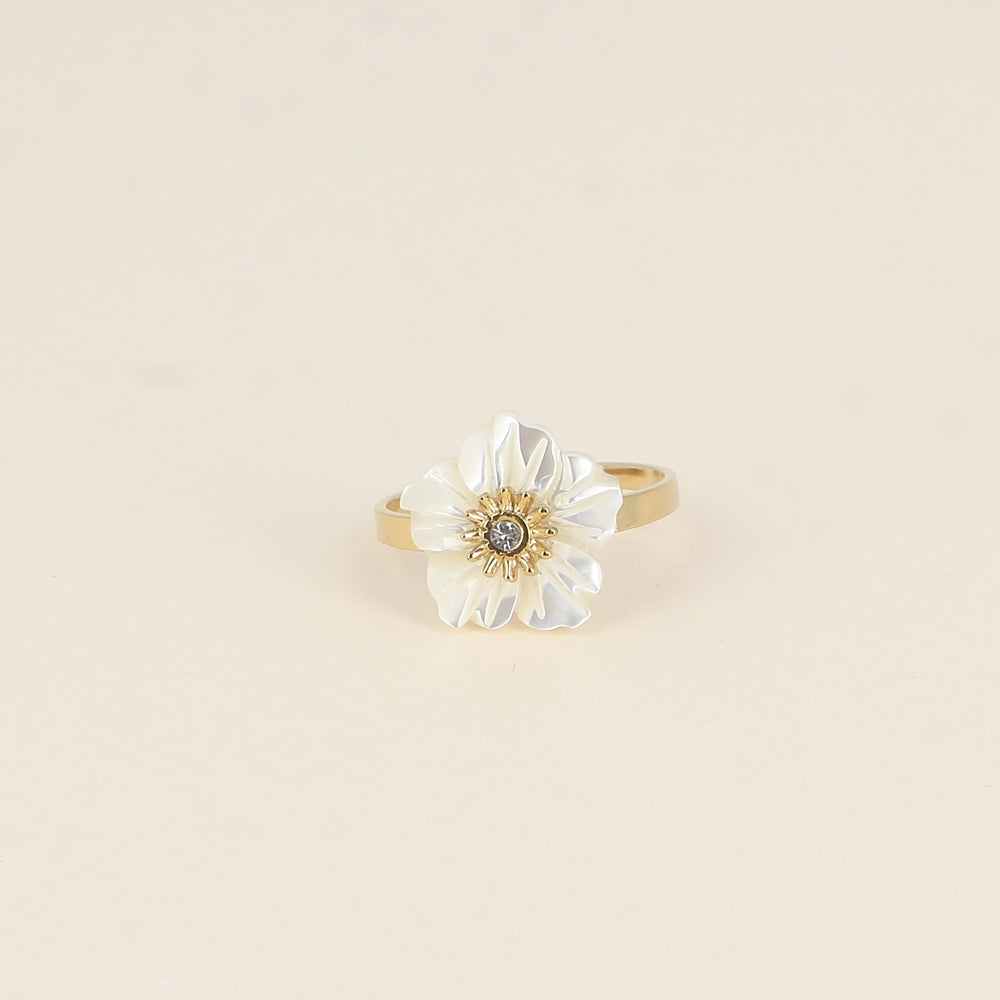 BOHM PARIS | Bague Elfie - helmiäiskukkasormus kristallilla