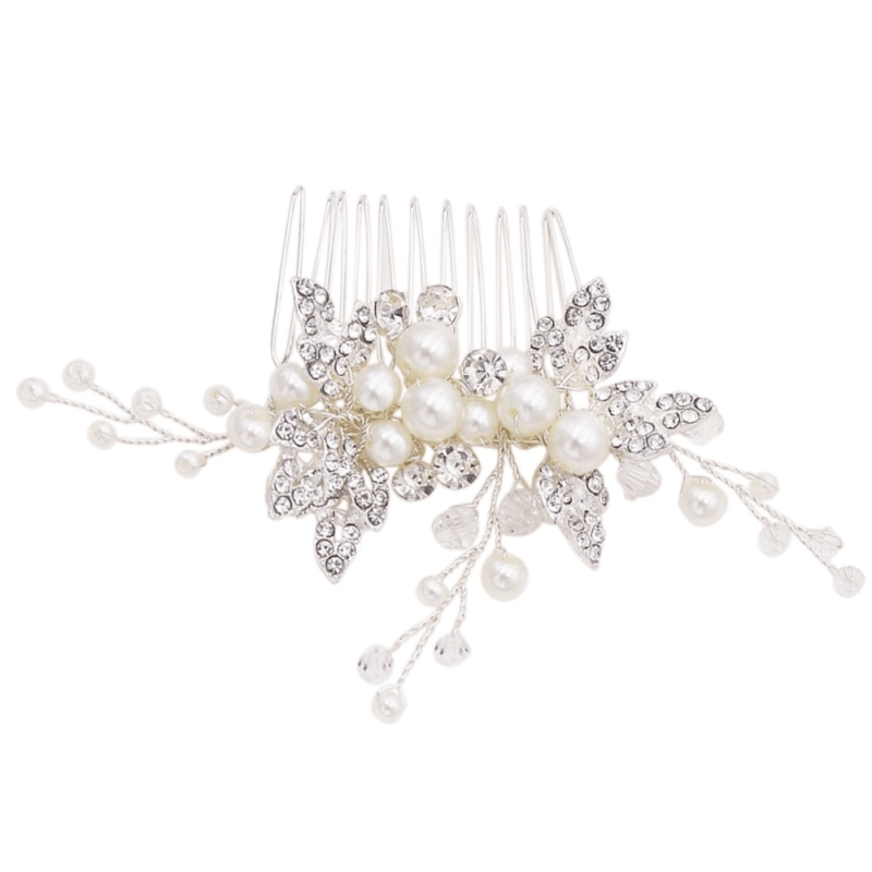 ATHENA BRIDAL | Suzanne -helmikoristeinen muotoiltava hiuskoru (hopea)