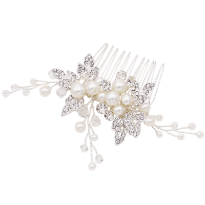 ATHENA BRIDAL | Suzanne -helmikoristeinen muotoiltava hiuskoru (hopea)