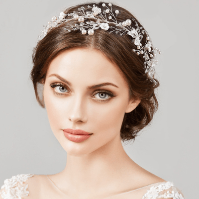ATHENA BRIDAL | Hermine -helmikoristeinen muotoiltava hiuskoru (hopea)