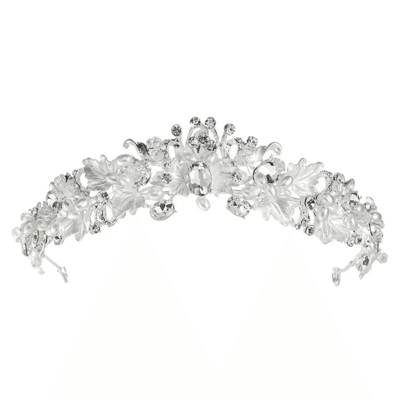 ATHENA BRIDAL, Divine -hopeinen tiara kristallein