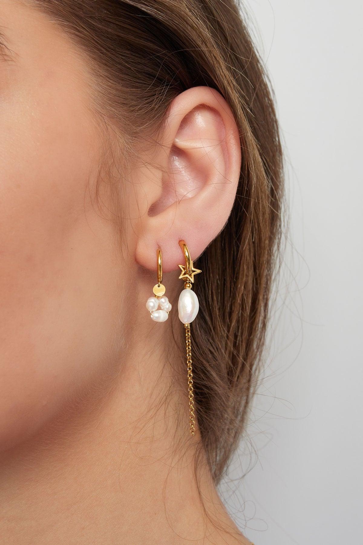 FRENCH RIVIERA | Adore gold-colored surgical steel rings with pearls
