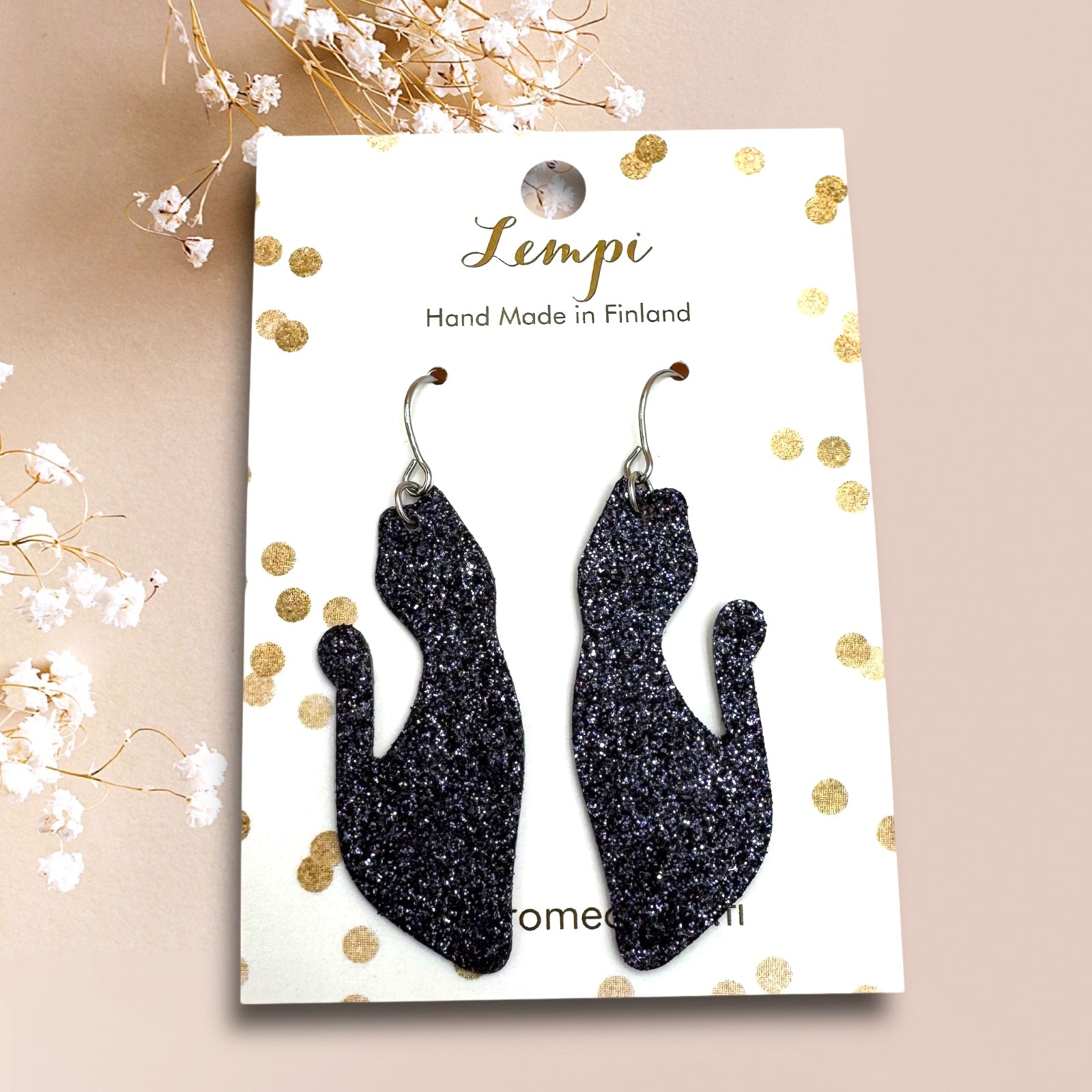 LEMPI earrings, Little Grain (black, silver)