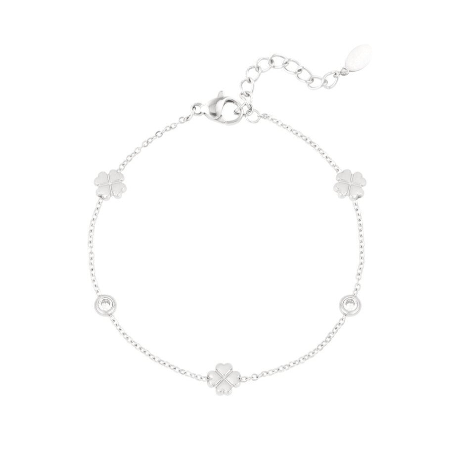 FRENCH RIVIERA | Mini Clover Charm Surgical Steel Bracelet (Silver)