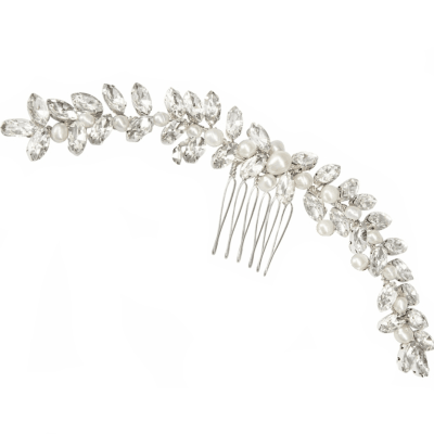 ATHENA BRIDAL | Sabine -helmikoristeinen muotoiltava hiuskoru (hopea)