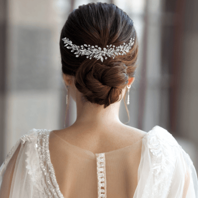 ATHENA BRIDAL | Rénee -helmikoristeinen muotoiltava hiuskoru (hopea)