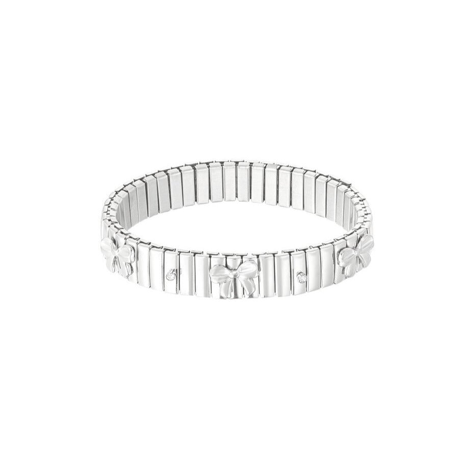 FRENCH RIVIERA | Linnea -kirurginteräksinen joustorannekoru ruseteilla (hopea)