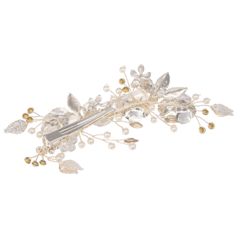 ATHENA BRIDAL | Fleur -kukkakoristeinen hiuskoru klipsillä (hopea)