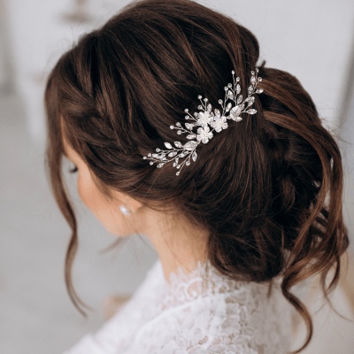 ATHENA BRIDAL | Amy -kristallikoristeinen muotoiltava hiuskoru (hopea)
