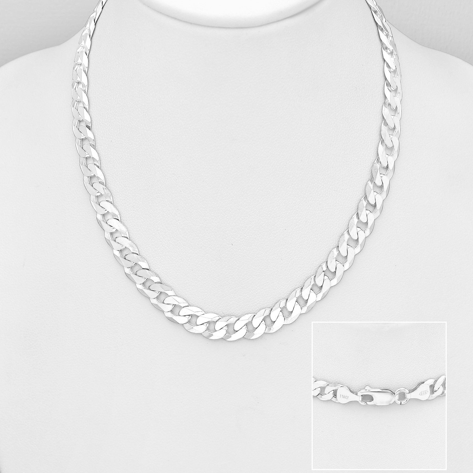 Alex hopeinen panssariketju 55 cm – 925 sterlinghopea