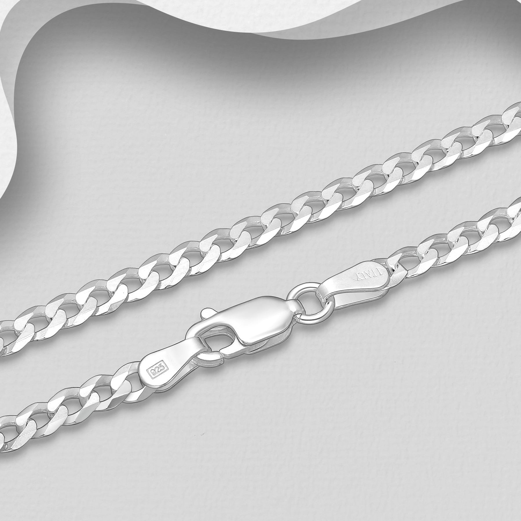 Italiassa valmistettu unisex-panssariketju, 925-hopeaa