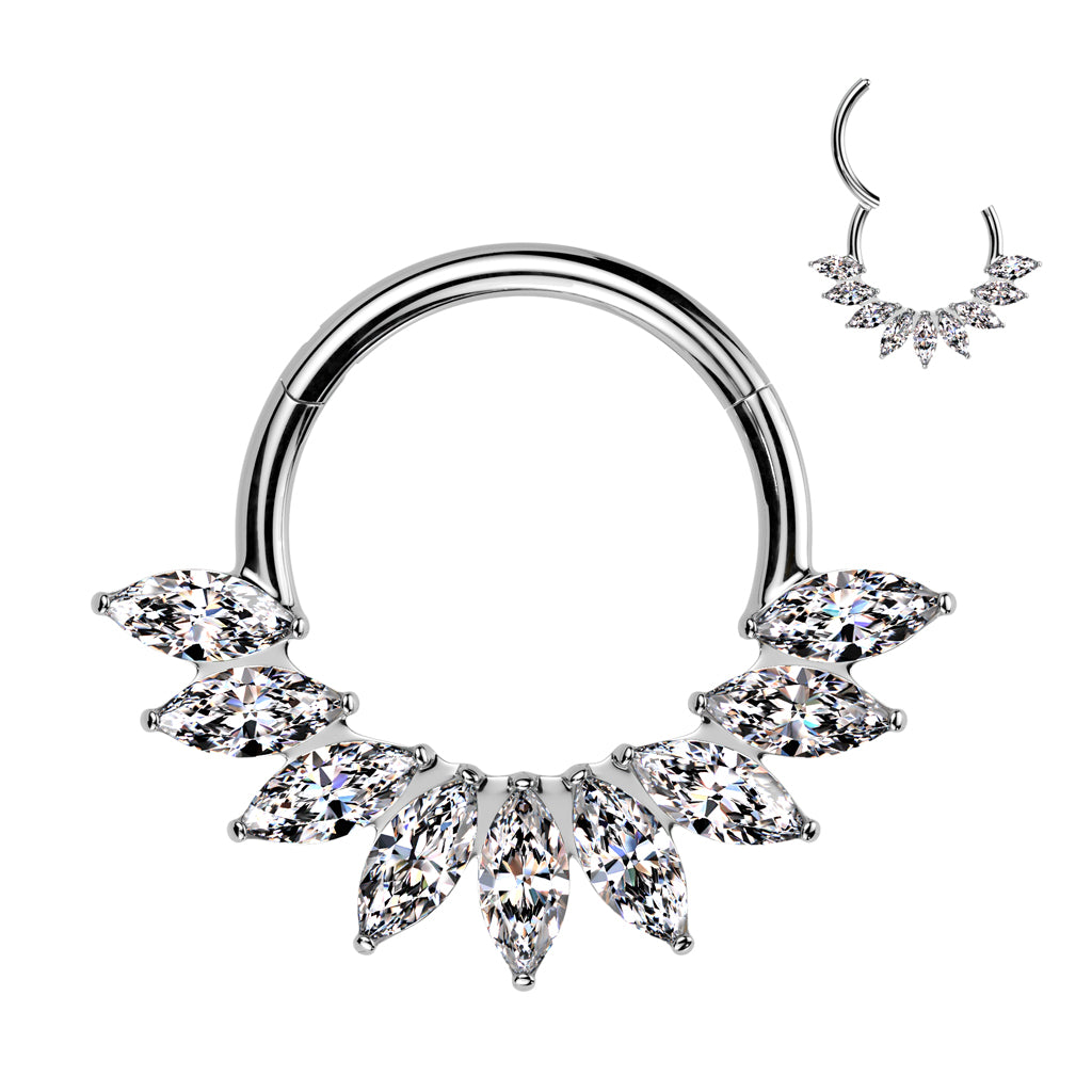 Piercing ring 1.2mm, Titanium Double Line CZ titanium clicker