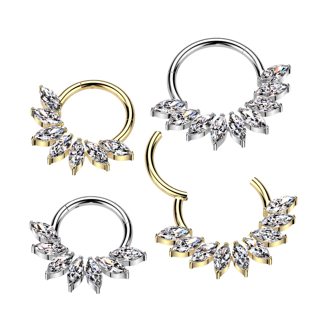 Piercing ring 1.2mm, Titanium Double Line CZ titanium clicker