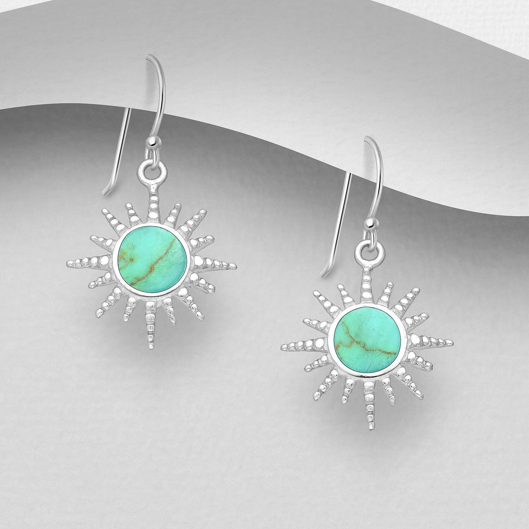 PREMIUM COLLECTION | Sun -sunglasses earrings with turquoise stone