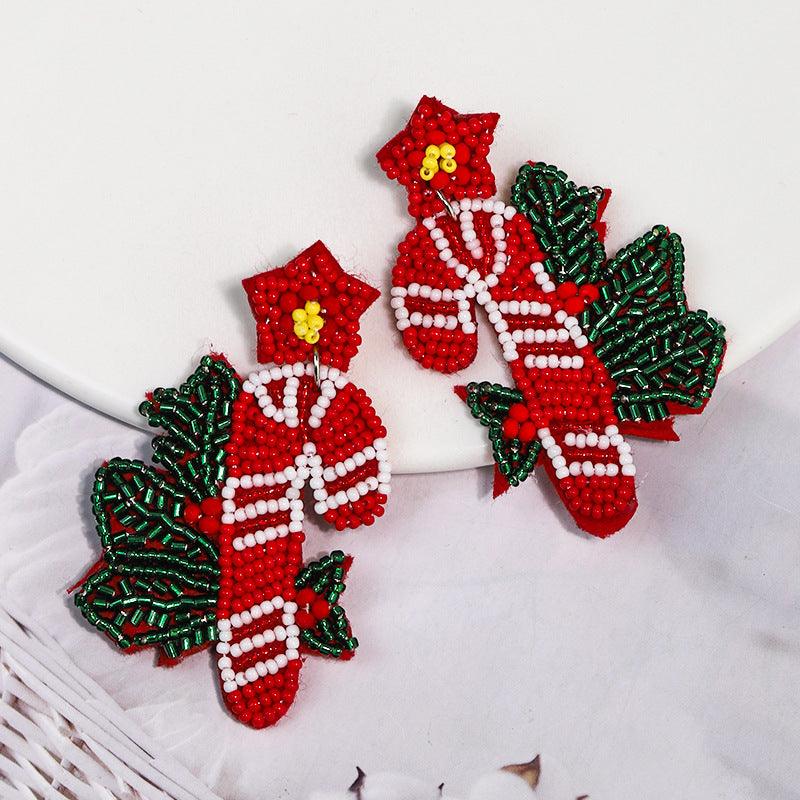 Christmas earrings, Candy Cane-like candy earrings