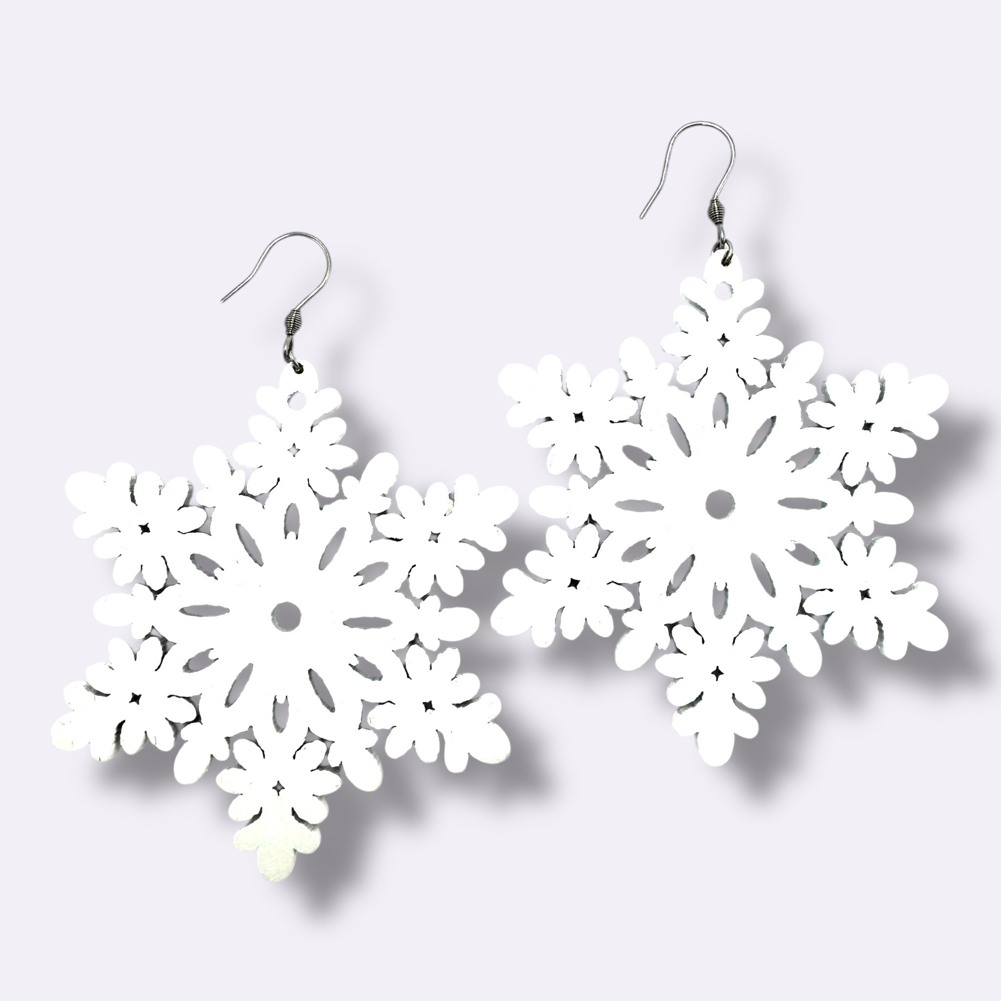 Wooden earrings, Heart (red lace-decorated wooden earrings)