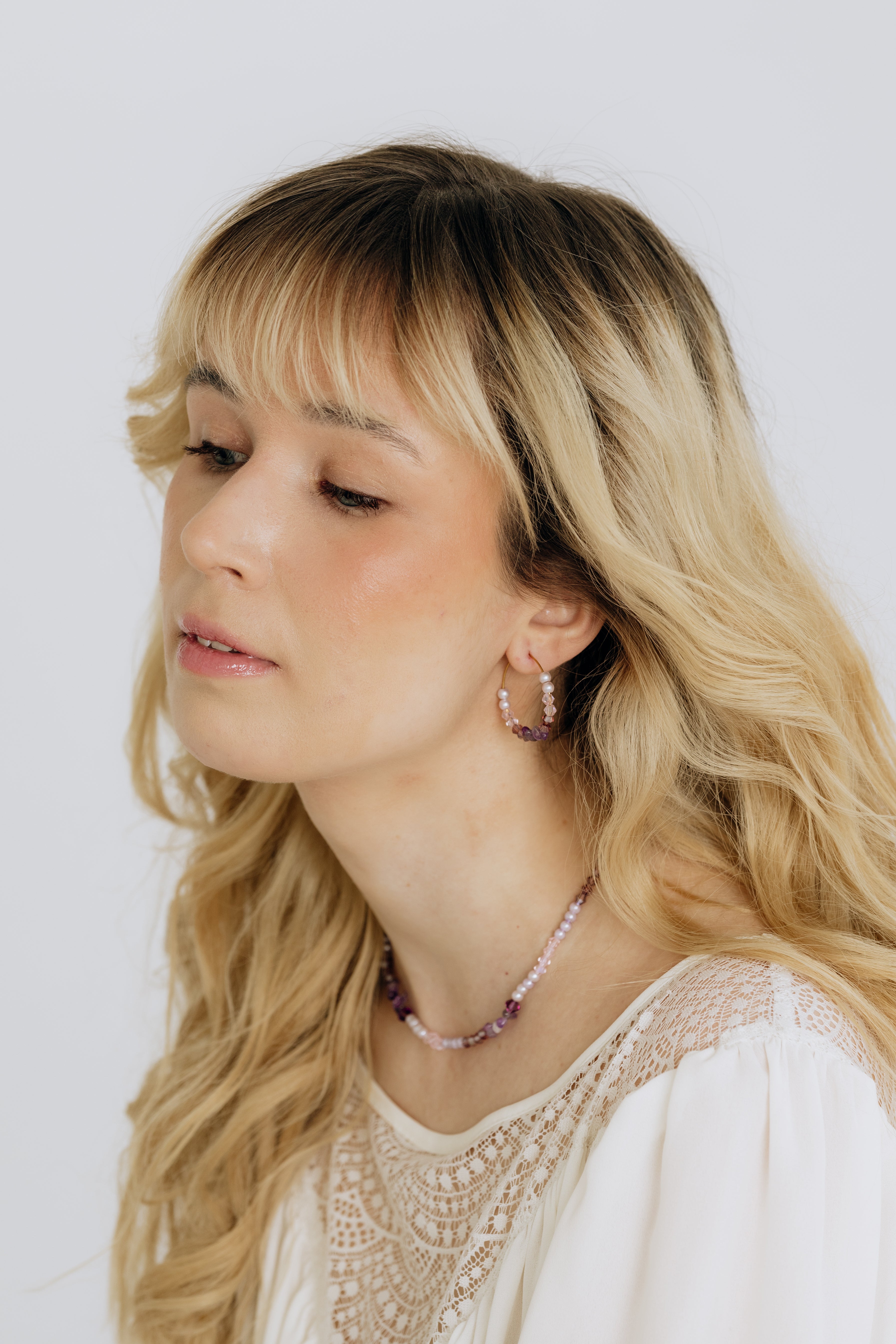 Earrings, FRENCH RIVIERA|Jasmine flower earrings (red)