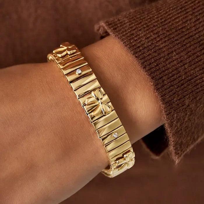 FRENCH RIVIERA | Linnea -kirurginteräksinen joustorannekoru ruseteilla (hopea)