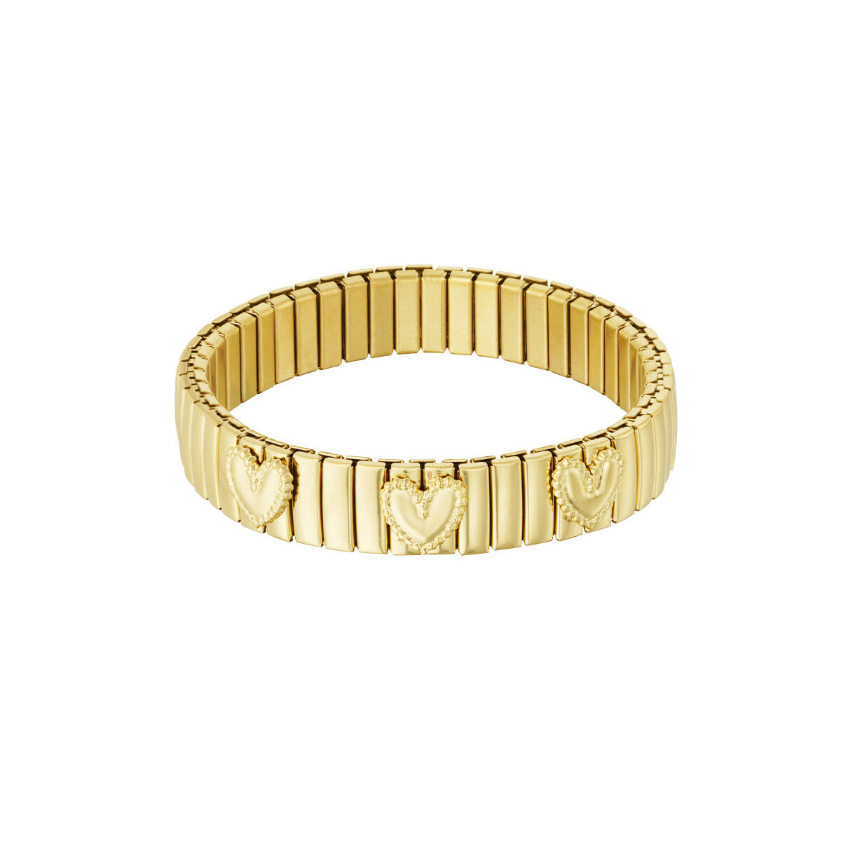 FRENCH RIVIERA | Loving -kirurginteräksinen joustorannekoru sydämin (kulta)