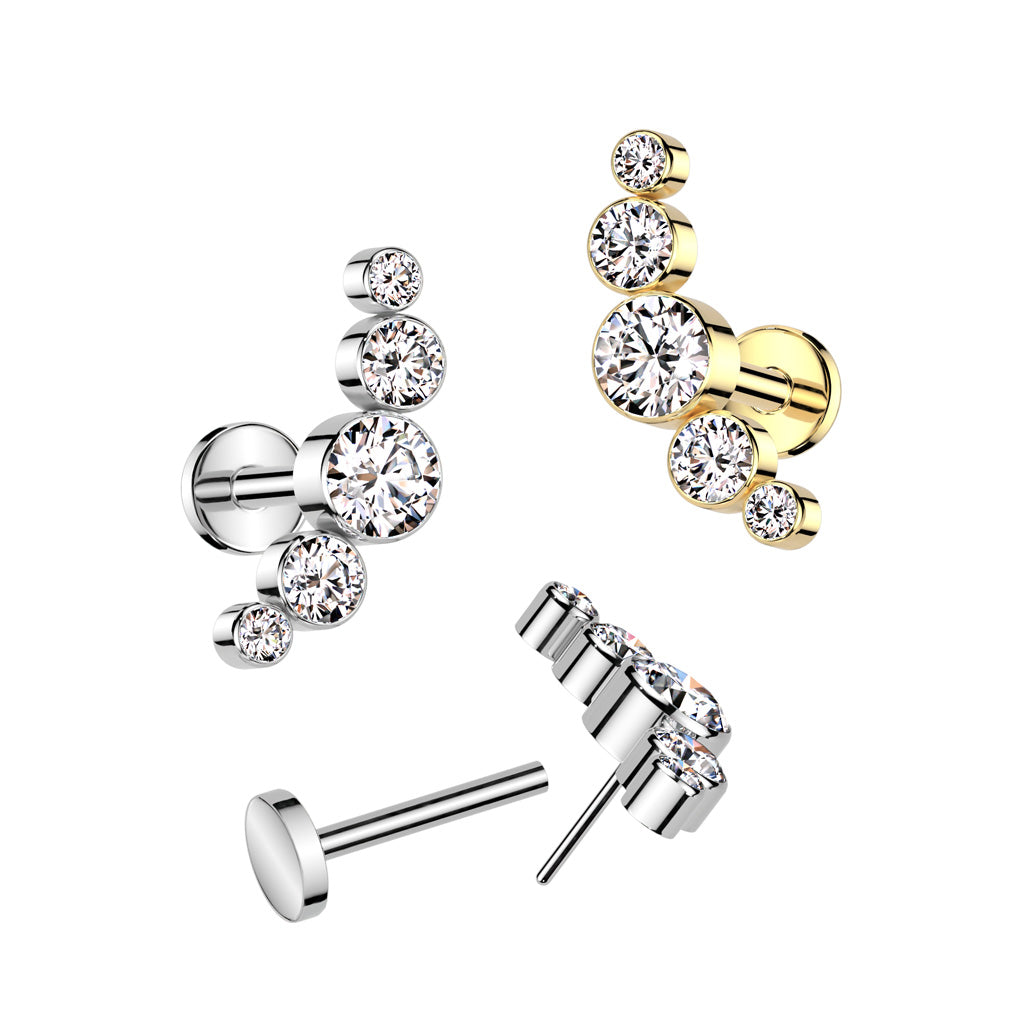 Labret 1,2mm, Nova Glow – kaareva titaaninen rustokoru (kulta, push in)