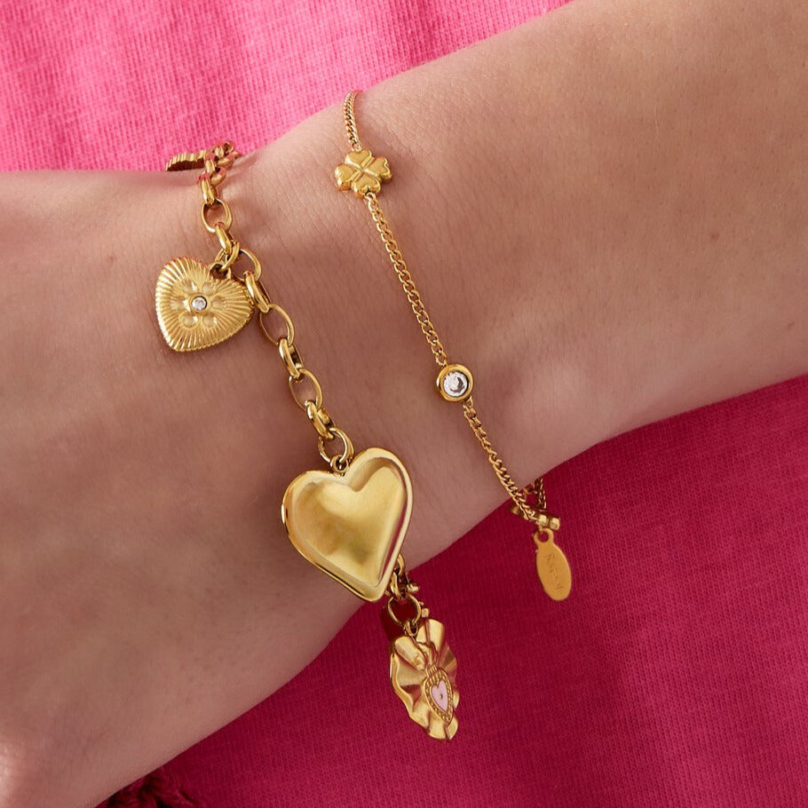 FRENCH RIVIERA | Mini Clover Charm Surgical Steel Bracelet (Silver)