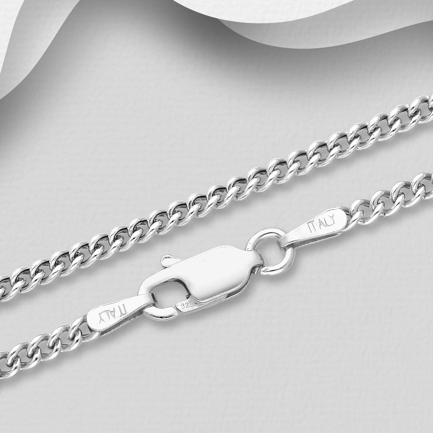 Premium Collection Milo – kapea panssariketju 50,8–55,9 cm, sterlinghopea.