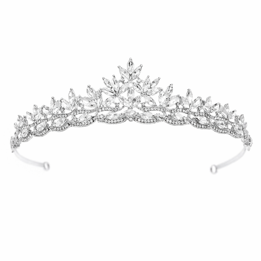 ROMANCE, Augusta silver-colored tiara with bright stones