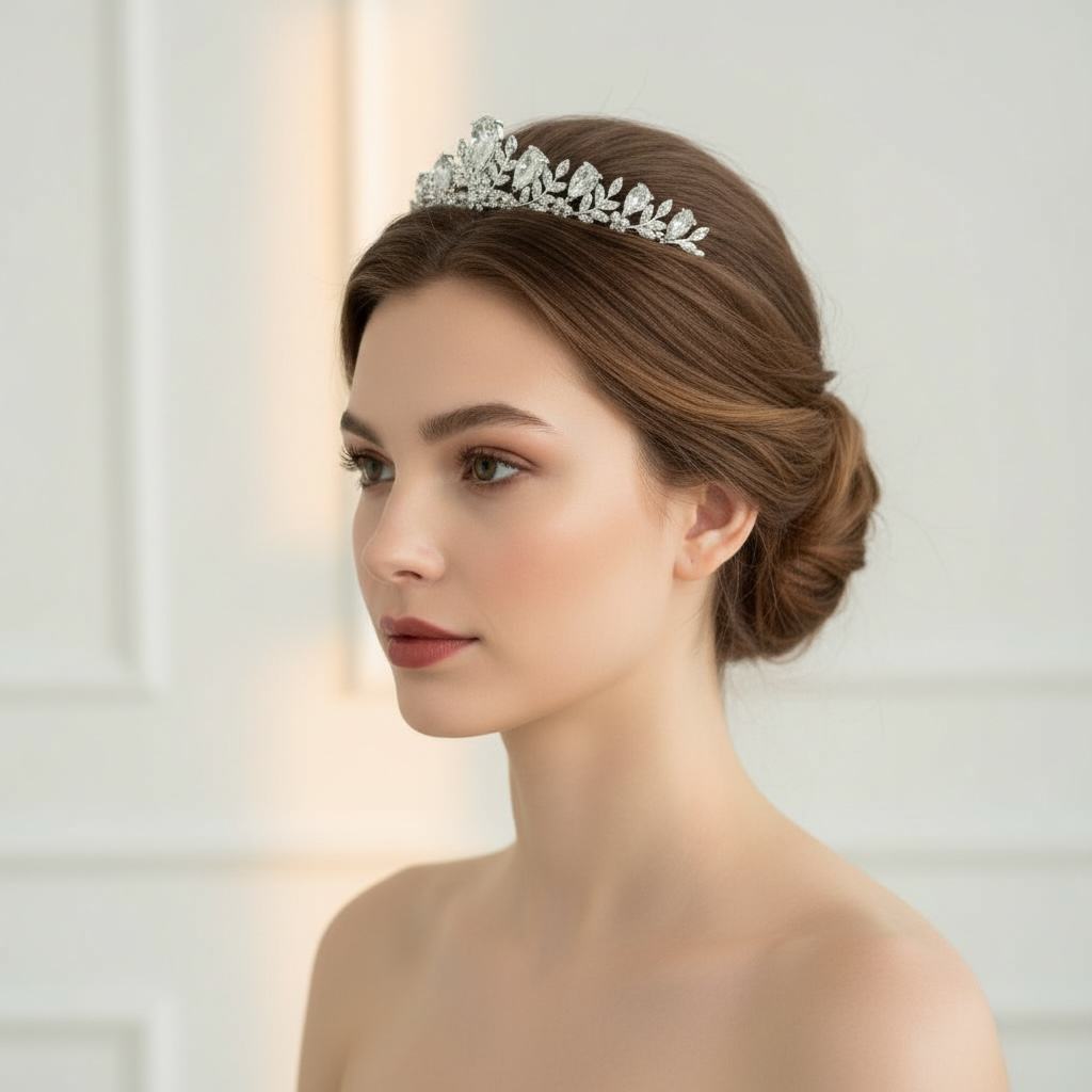 ROMANCE | Isabelle – hopeanvärinen tiara kirkkailla kivillä