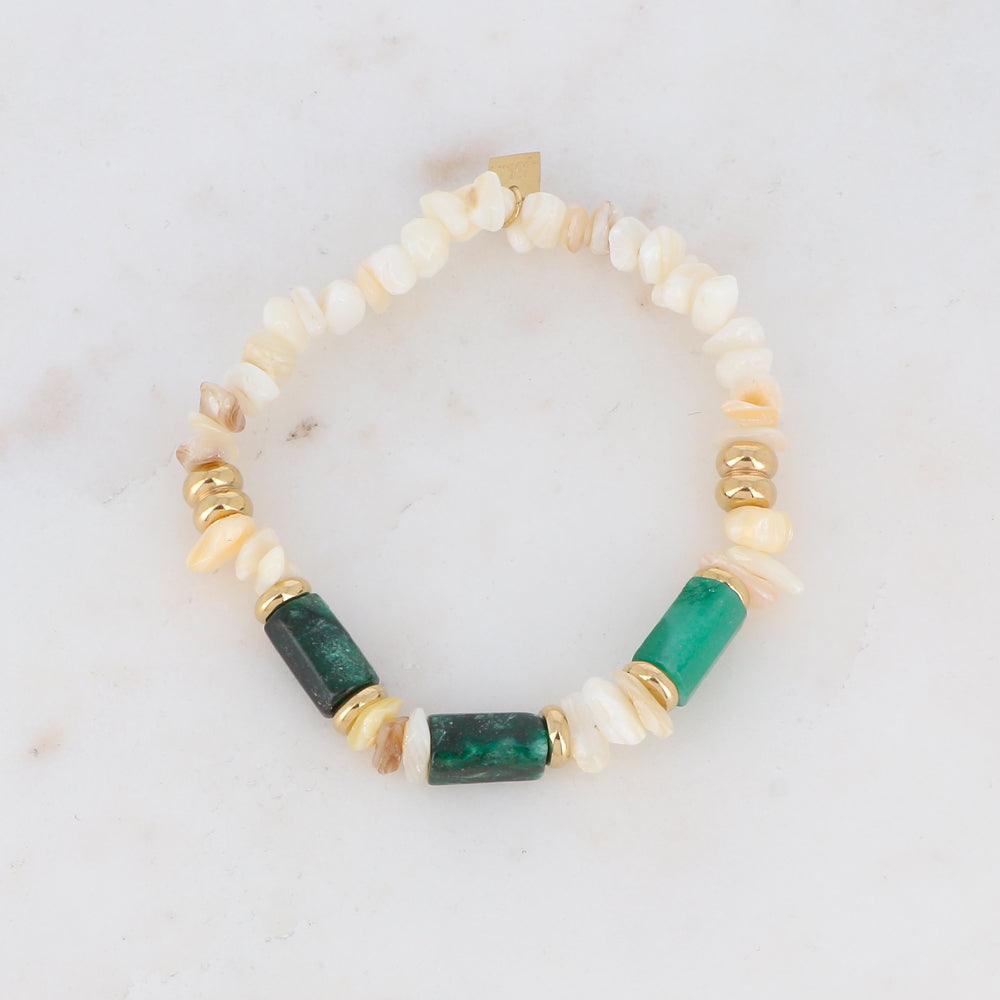 BOHM PARIS | Bracelet Ambérine -jaspis rannekoru simpukkahelmin