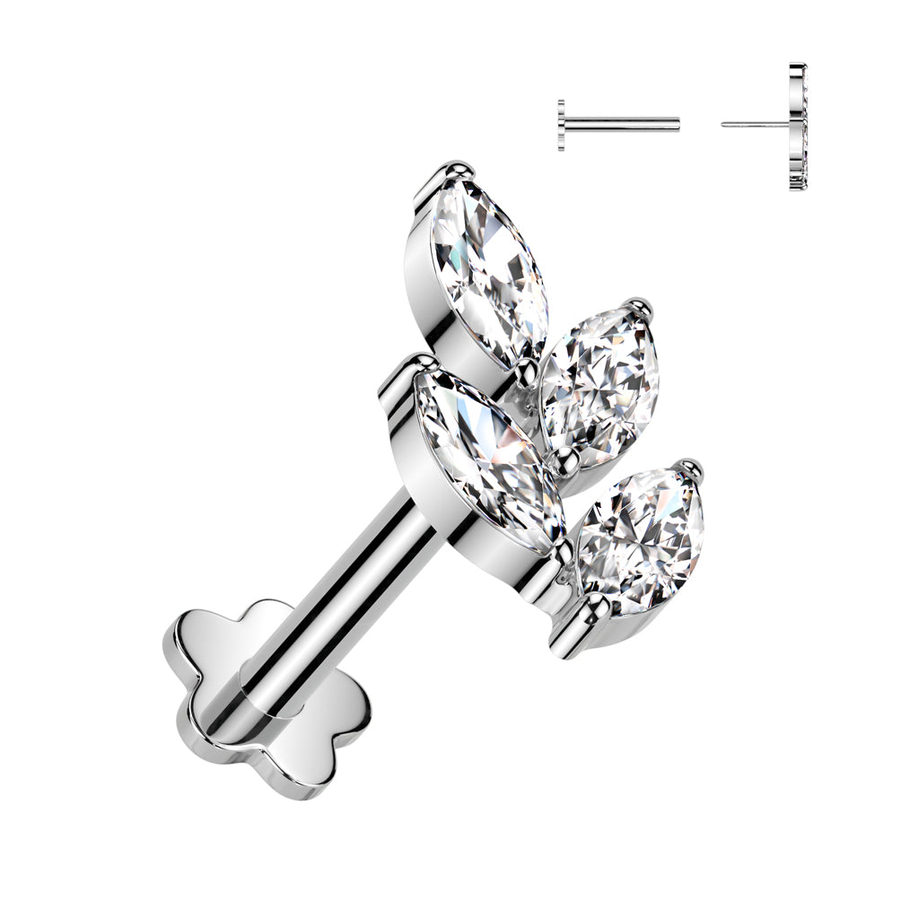 Titanium cartilage jewelry/tragus jewelry, Round Diamond Cut Top in Silver
