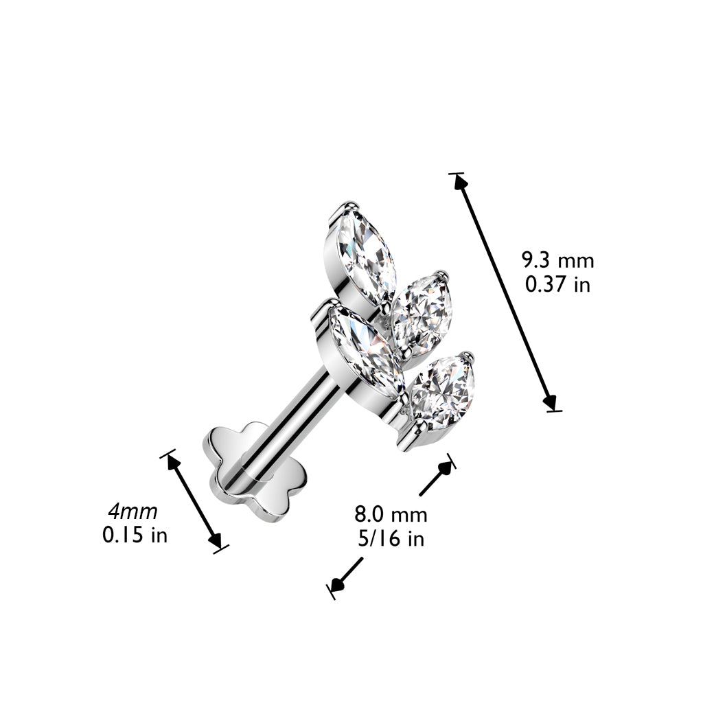 Titanium cartilage jewelry/tragus jewelry, Round Diamond Cut Top in Silver