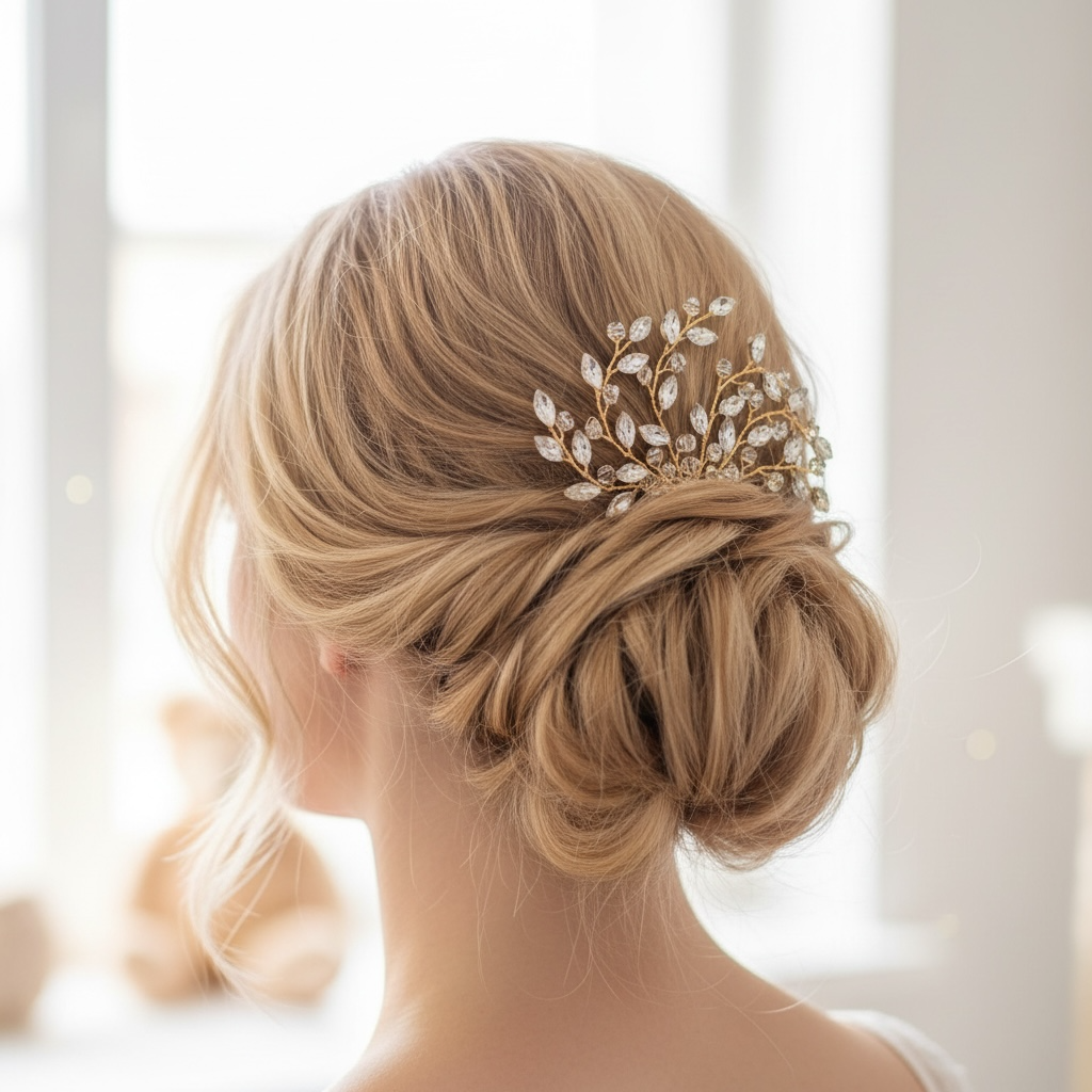 Hair ornament, hair comb ROMANCE | Sparkly Hairpiece in Gold