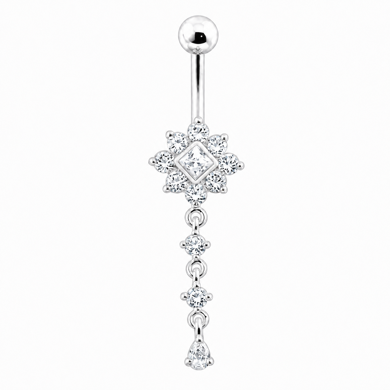 Roikkuva napakoru kirkkailla Cubic Zirconia -kristalleilla ja sterlinghopeisella koristeosalla