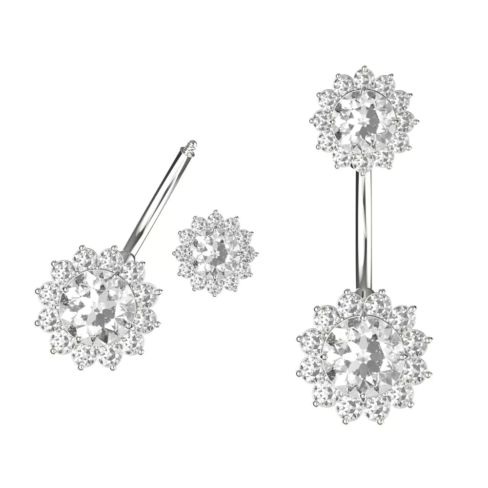 Roselie-titaaninapakoru kahdella koristeella ja kirkkailla zirkonioilla