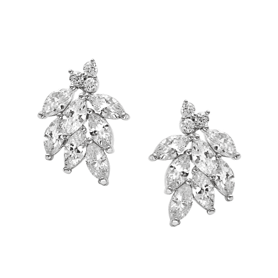 ATHENA BRIDAL | Helene -kristallikoristeiset nappikorvakorut (hopea)