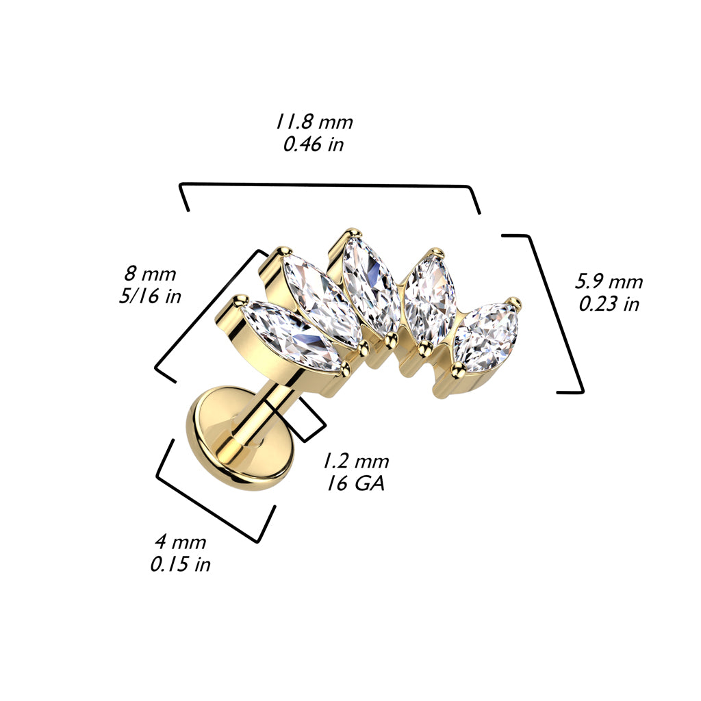 Titaaninen Laurel rustokoru internally threaded -sisäkierteellä, kuvassa mitat.
