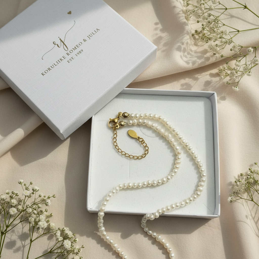 Perle Bloom -kaulakoru lähikuvassa – pienet makeanvedenhelmet