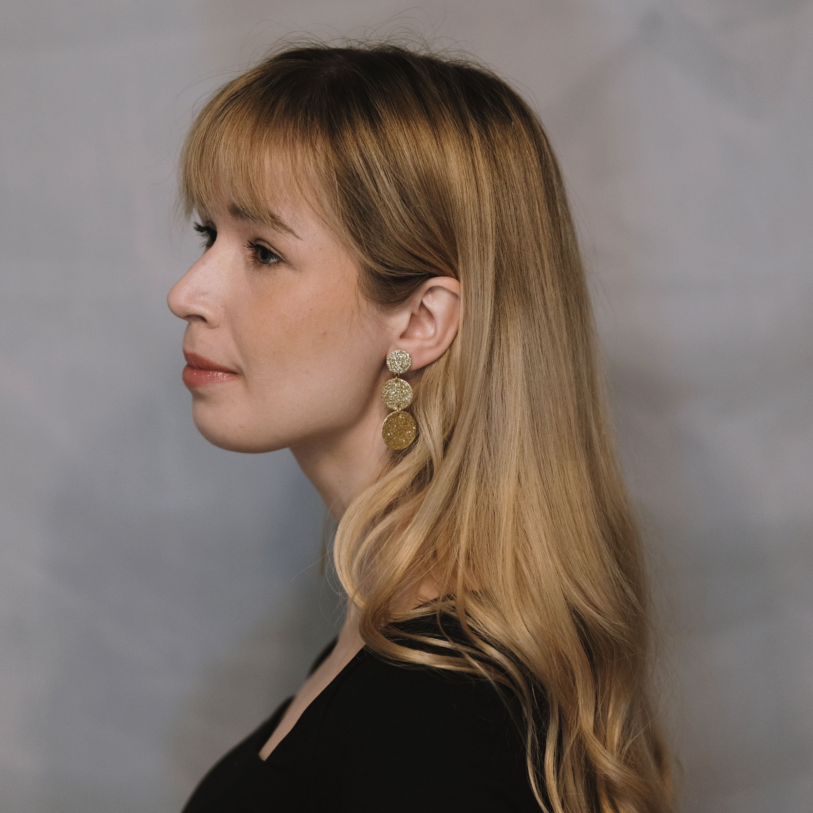 LEMPI® earrings, Ilona (dark pink glitter)