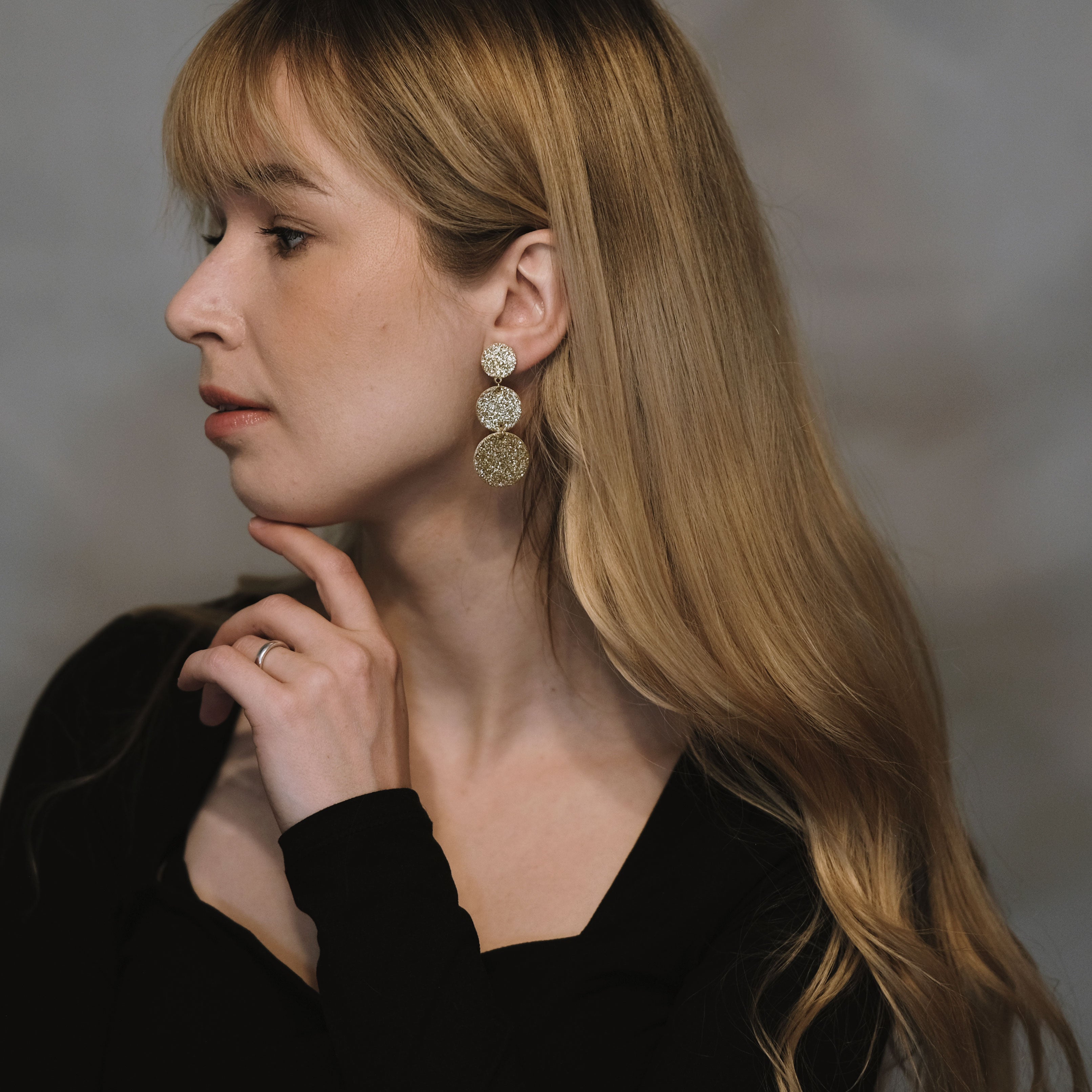 LEMPI® earrings, Ilona (dark pink glitter)