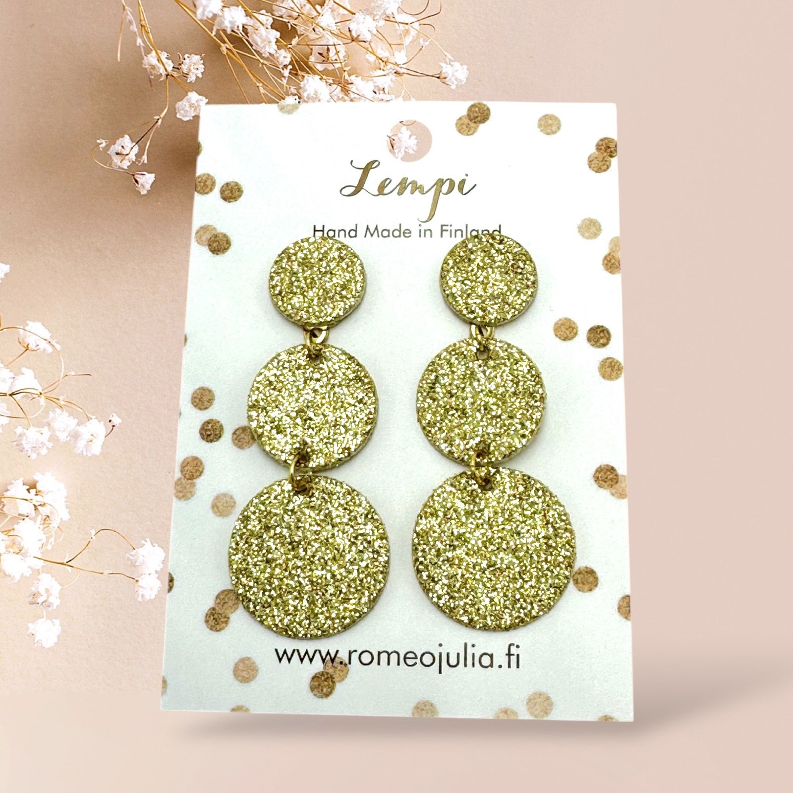 LEMPI® earrings, Ilona (dark pink glitter)