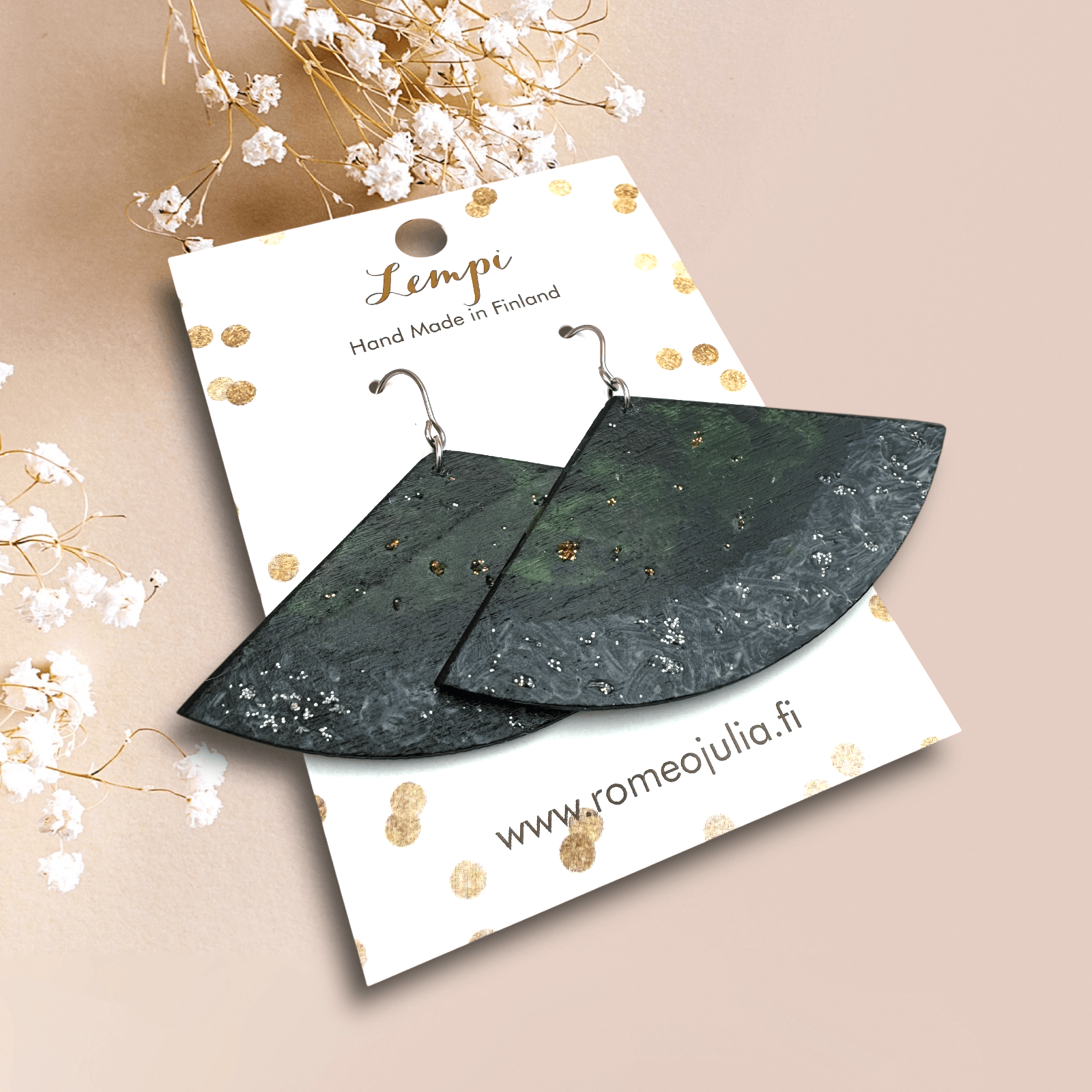 LEMPI-korvakorut, Lapin lumoa (uniikit maalatut korvakorut 2/4)