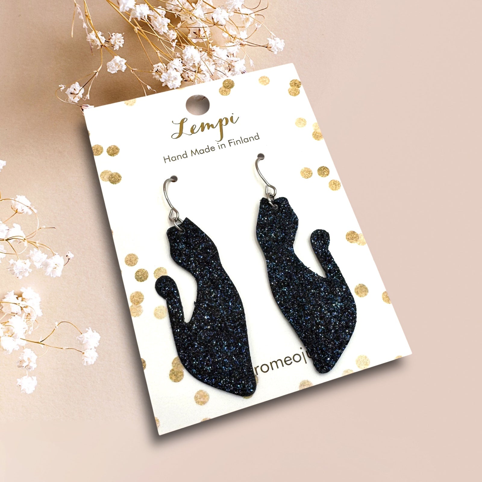 LEMPI®-korvakorut, Kissa keimailee (yönsininen glitter)