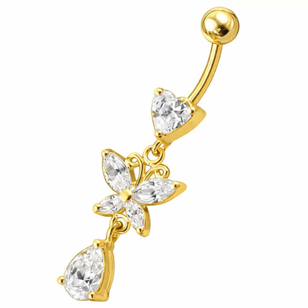 Kullattu napakoru Elena kirkkailla kristalleilla valkoista taustaa vasten